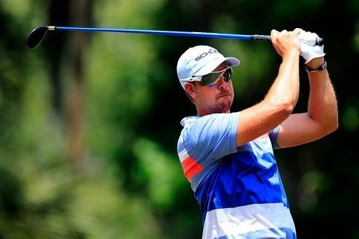 Henrik Stenson of Sweden plays a shot from the second tee on May 11, 2013 in Ponte Vedra Beach, Florida